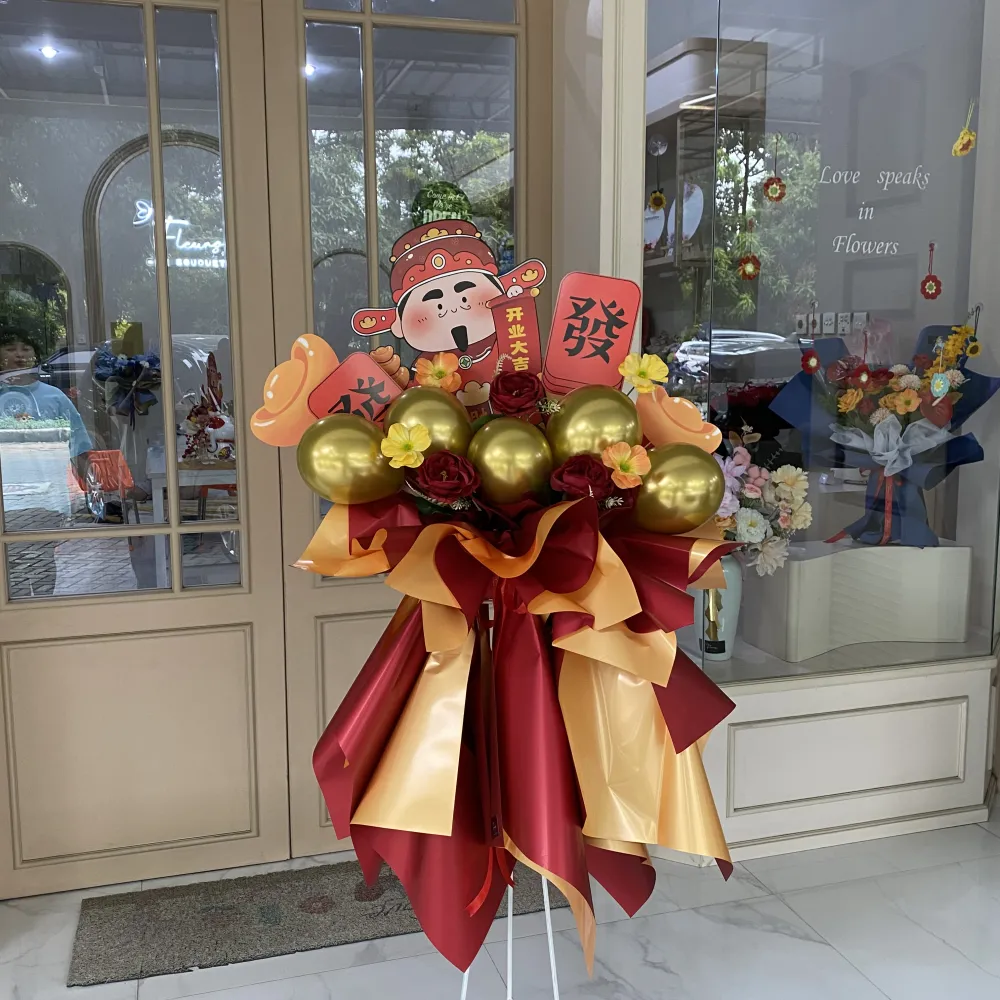 Cai Shen Balloon Standing Bouquet | ARTIFICIAL FLOWER