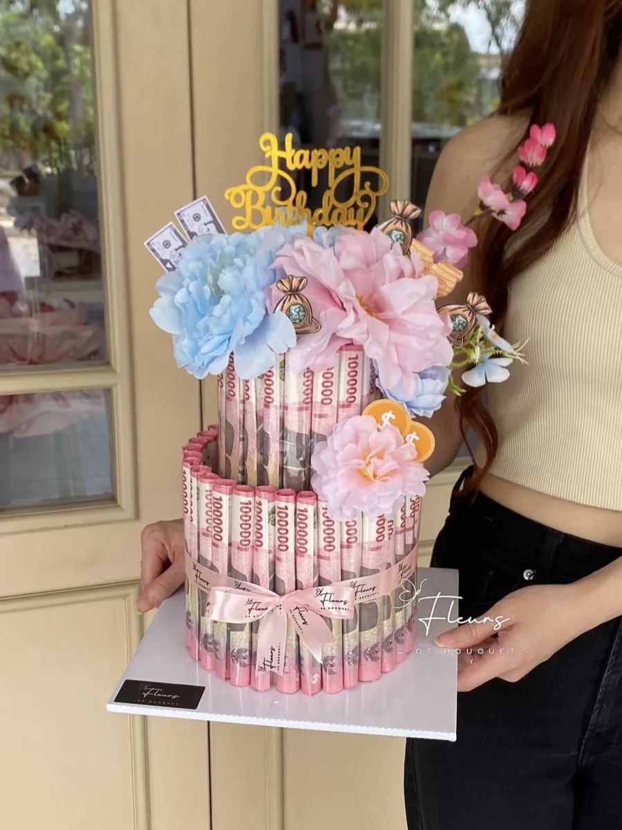 2 Tier Money Cake | Artificial Flower